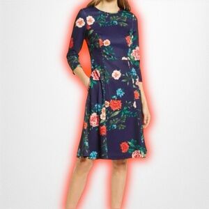 NWOT Eliza J ‘Mandy’ Navy Blue 3/4 Sleeve Fit & Flare Style Dress Plus Size 18W